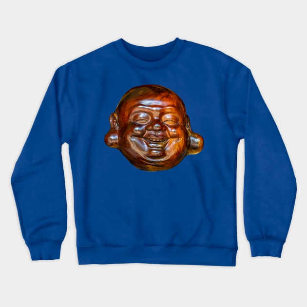 Beautifully carved head of Budai or Buddha Crewneck Sweatshirt by dalyndigaital2@gmail.com